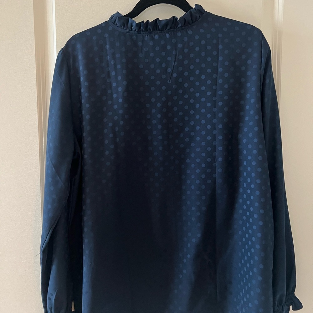 Loft Navy Blue Polka Dot Blouse - Picture 6 of 7